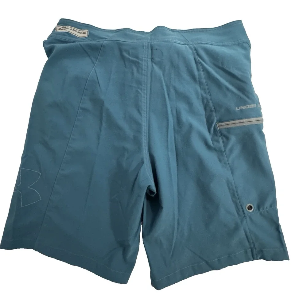 Under Armour Board Shorts Men's 36 Zipper Pockets Blue Quick‎ Dry Lightweight